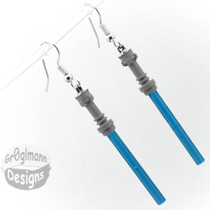 Blue Light Saber Dangle Earrings image 1