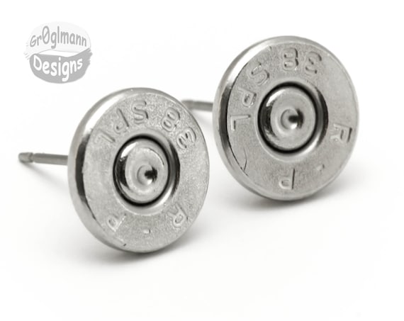 Remington 38 Special Stud Earrings, Pistol Bullet Casing, Unique