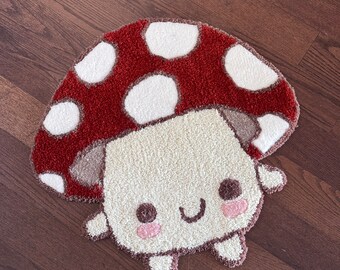 Cute Chibi Mushroom  | Handmade Tufted Rug