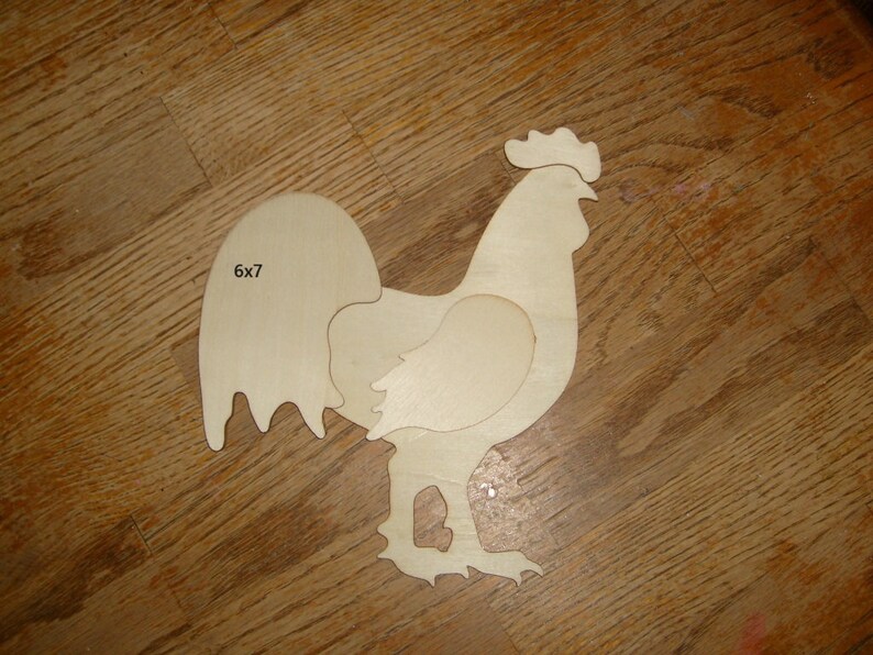 Unfishished wood rooster image 1