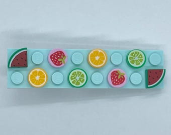 LEGO® Steine Sommer Zitrusfrüchte Alligator Clip Aqua - Baustein Haarspange Wassermelone