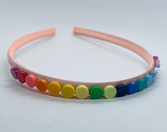 LEGO® Stein Regenbogen Dot Farbverlauf Pink Stirnband - Bausteine Haar-Accessoire