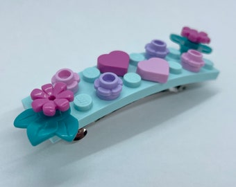 LEGO® Steine Blumen Herz Aqua Haarspange - Baustein-Haarspange