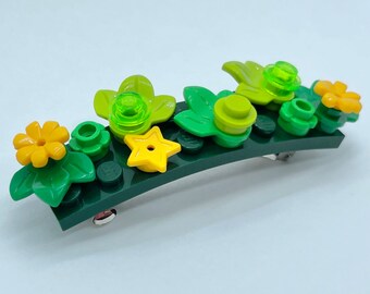 LEGO® Leaf Flower Star Dark Green Barrette - Building Block Hair Clip