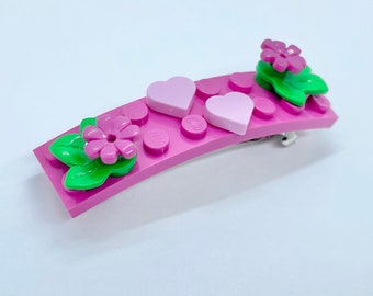 LEGO® Stein Blumen Herz Rosa Haarspange - Baustein Haarspange - Valentine