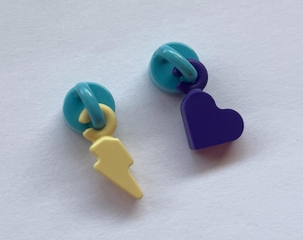 LEGO® Stein Herz Blitz Charm Tiles für Schuhanhänger oder Haarspangenzubehör