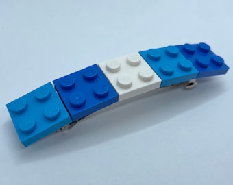 Pasador de invierno LEGO® grande - Pinza para el cabello con bloques de construcción Frozen en azul y blanco