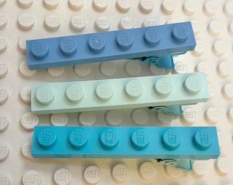 LEGO® Sea Foam Hair Clip Set - Blue Building Block Alligator Clip