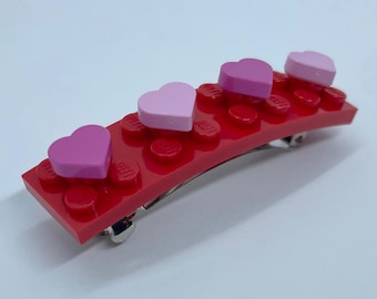 LEGO® Steine Rosa Rotes Herz Haarspange - Baustein Haarspange - Valentine