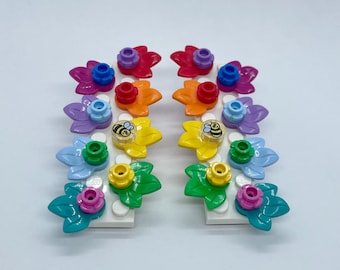 LEGO® Brick Regenbogen Blatt Blume Bumble Bee Alligator Clip 2er-Set - Baustein-Haarspange