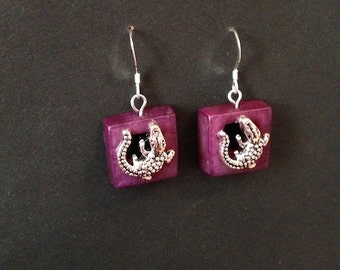 Purple Alligator Earrings