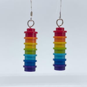 Rainbow LEGO® Stud Brick Earrings - Sterling Silver