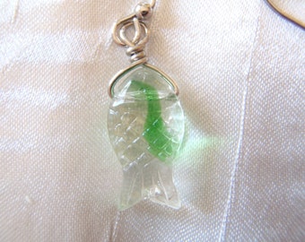 Clear Granny Smith Fish Earrings