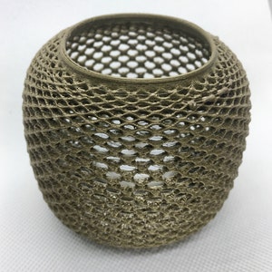 Basket Candle Holder - 3D Printed Tea Light Holder - Bronze