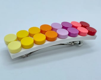 LEGO Warmer Regenbogen Farbverlauf Dots Haarspange - Baustein-Haarspange - Rosa, Gelb, Orange