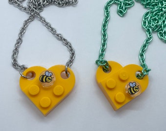 LEGO® Stein Herz Gelb Honig Gold Bumble Bee Halskette