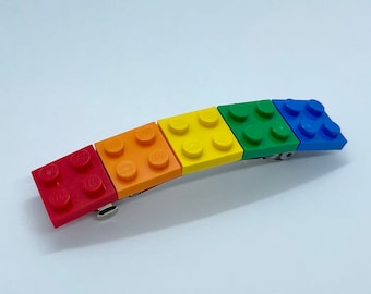 LEGO® Brick Rainbow Barrette Large- Building Block Hair Clip