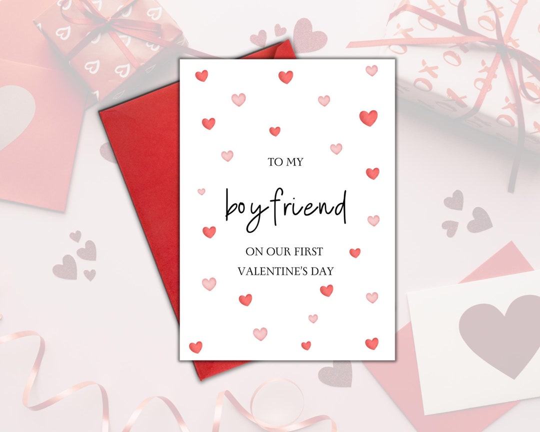 Boyfriend 1st Valentine's Day Card for Him, First Valentine's Day Card ...