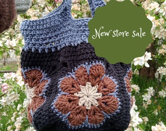 NEW STORE SALE crochet granny square bag african flower