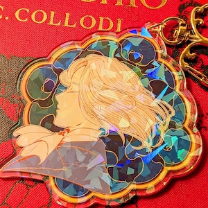 Lies Of P Pinocchio Holographic Keychain | Stained Glass Acrylic Charm (3.5'')