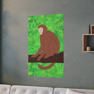 Cute Monkey Poster, Satin Finish, Multi Size Wall Art