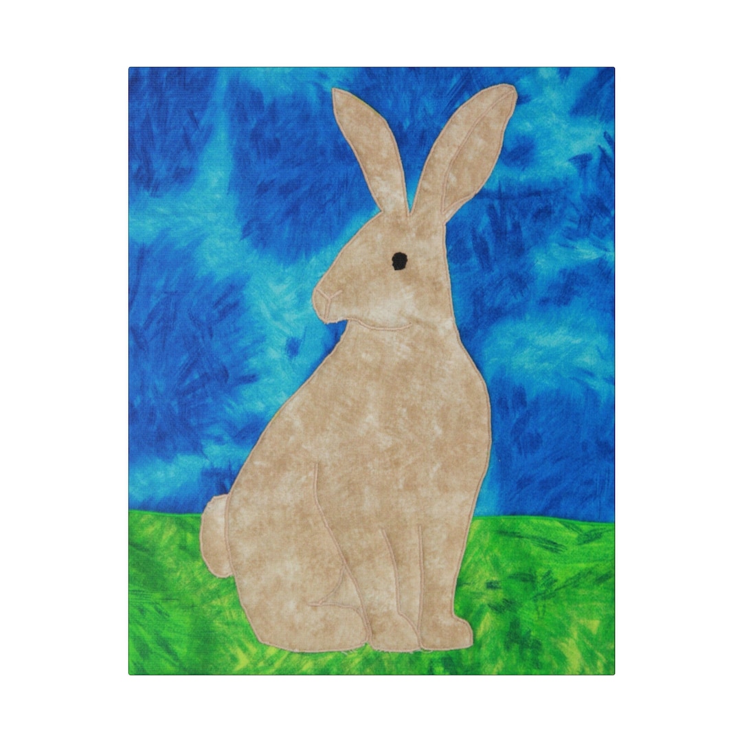 Stretched Out Rabbit Drawing Bunny Canvas, Matte Stretched Wall Art - Etsy