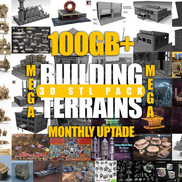3D STL Building and Terrains Mega Pack | 3d stl pack | stl file | 3d file | 3d miniatures | tabletop miniatures | 3d | stl