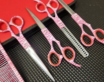 Pink zebra print grooming shears