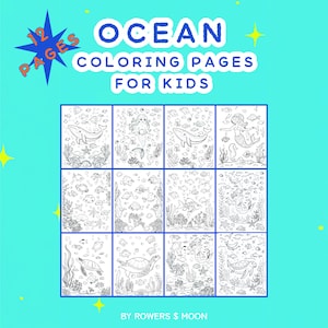 Ocean Coloring Pages, Mermaid, Turtle, Fish, Whale, Sea Creatures, Kids Underwater Coloring Pages, 8.5x11&quot; Instant Download
