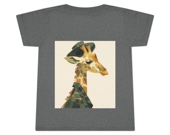 Charme culturel : charmante toile aquarelle girafe cyan