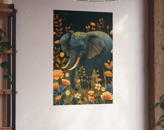 Delicato safari con elefanti pastello - Stampa artistica premium per la cameretta dei bambini su carta di qualità d'archivio