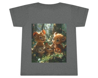 Vivid Fable of Youth Animals : T-shirt enchanté avec impression sur toile