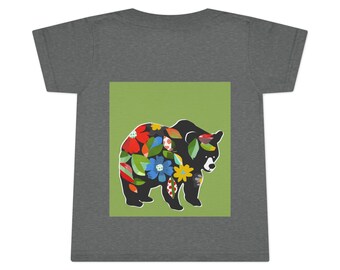 T-shirt charmant pour tout-petit : motif aquarelle d'ours inspiré de Maud Lewis - Mode enfant adorable et confortable