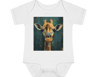 Enchanted Giraffe Watercolor Illustration - Cyan & Green Beach Towel