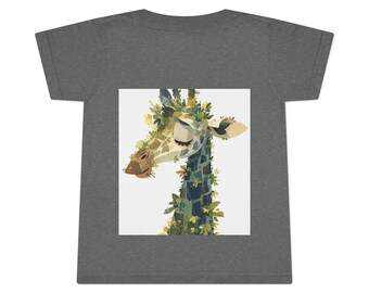 Cyan & Green Enchantment : charmante toile aquarelle girafe