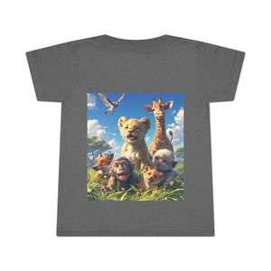 Faire-part de bébé sur le thème Safari : adorable t-shirt à imprimés de lions, de girafes et de singes image 1