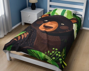 Câlin d'ours vibrant : couverture ultra douce en velours aquarelle