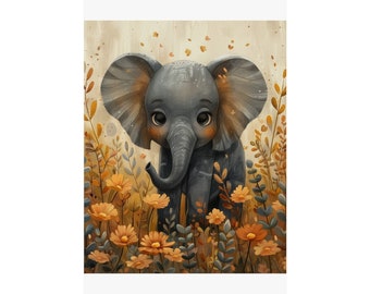 Enchanted Safari Elephant - Pastel Anime Nursery Art Print