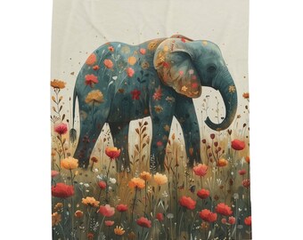 Pastel Jungle Olifant Velveteen Deken - Serene Safari Kwekerij Art