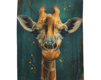 Coperta in velluto acquerello con giraffa della foresta incantata - Accogliente e artistica