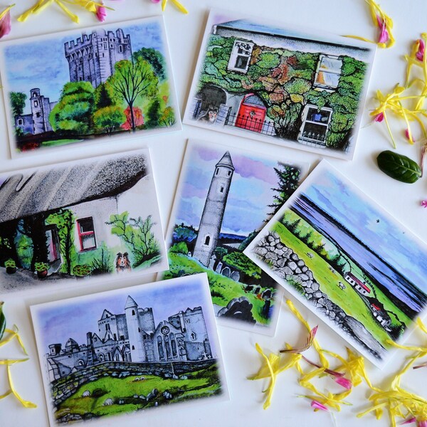 Cards Of Ireland, Irish Watercolors, Ireland Landscapes, Irish Castles, Set Of 6 Cards, Blank Inside, 5 X 7 Size, Comes Boxed, Irish Cottage