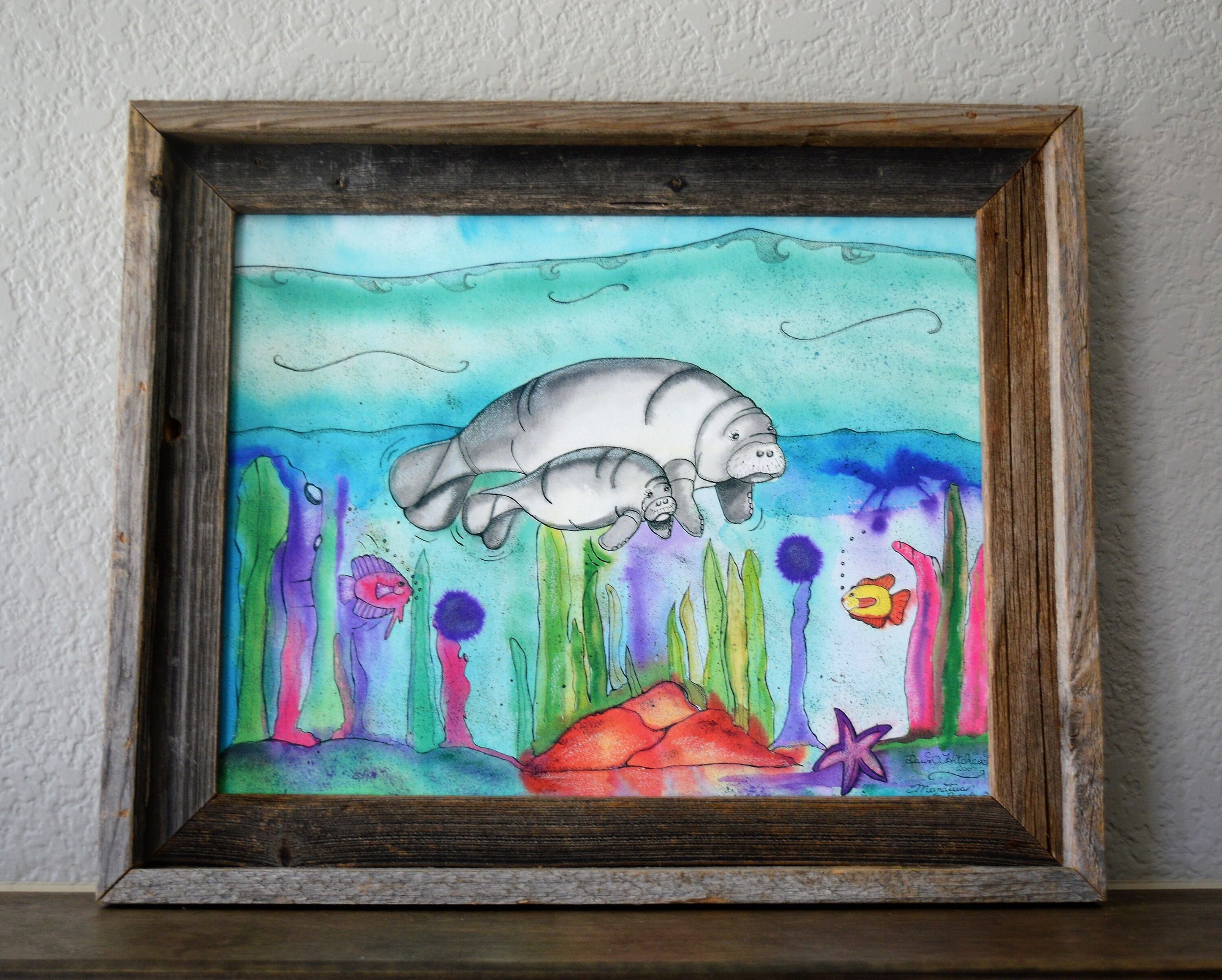 Manatees Watercolor Manatees Print Child And Baby Nursery | Etsy