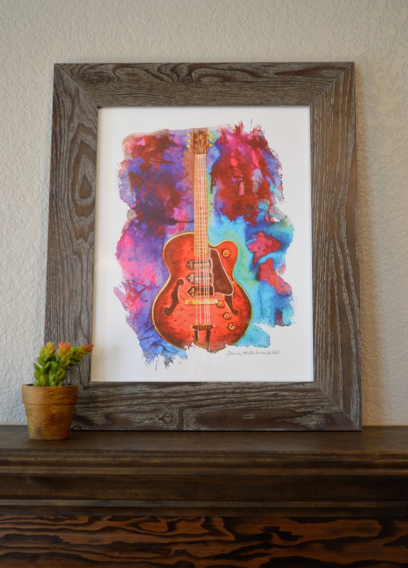 Guitar Art, Guitar Watercolor, Les Paul Guitar, Les Paul Watercolor