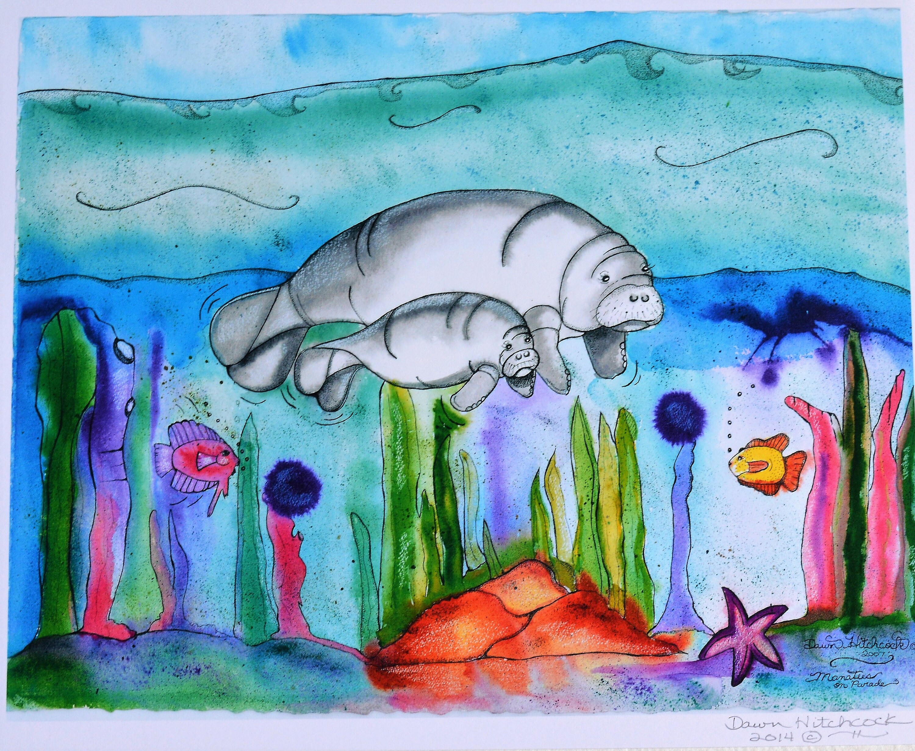 Manatees Watercolor Manatees Print Child and Baby Nursery - Etsy