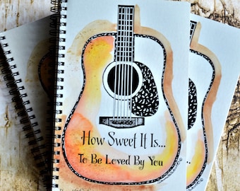 Journal Notebook, Guitar Journal, Guitar Notebook, Martin Guitar, Acoustic Guitar, Book For Writing, Size 6 X 9, 75 Pages, Guy Gift, Guitar