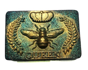 Queen Bee Soap - Glitter Bumblebee Vegan Bar Soap for Bee Decor and Gifts