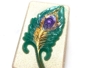 Peacock Soap, Peacock Feather, Rectangle Soap, Bird Decor Soap, Hand Painted  Soap, Vegan Bath Products, Artisan Soap, Novelty Gifts