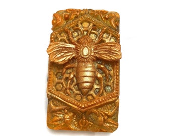 Bee Soap - Queen Bee Filigree Design, Calendula Scrub Bar, Glitter Option -  Gift for Her or Him