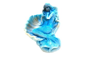 Mermaid Soap Sculpture for Beach House Decor - Large Size - Custom Color and Scent - Coastal Inspired Interior Design