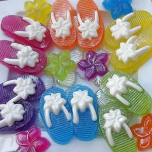 Hawaiian Soap, Aloha Decor, Party Favor Soap, Vegan Soap, Tropical Decor, Flip Flop Soap, Hawaiian Slipper, Plumeria Soap, Custom Scent